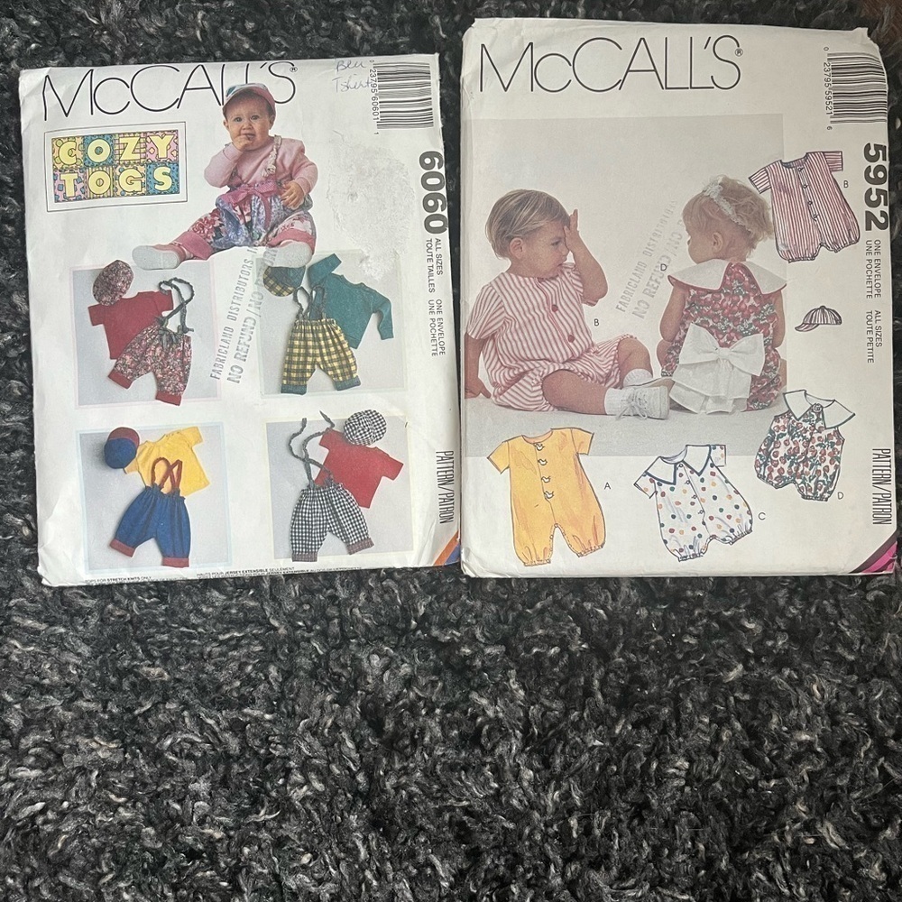 Vintage McCall's  baby Sewing Pattern. 6060 and 5952